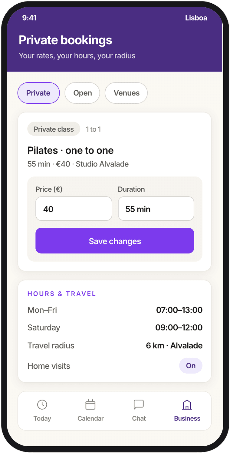 Your rates, your hours, your radius